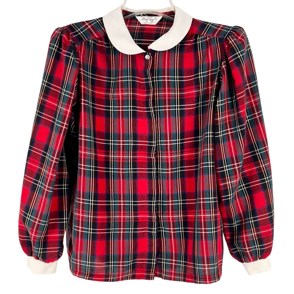 80s Cheryl Tiegs Plaid Shirt Blouse 1980s Vintage